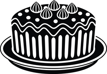 Cake Silhouette Vector Icon for Dessert Designs, Elegant Cake Silhouette Vector Icon for Celebrations, Stylish Cake Silhouette Icon for Event Decorations.