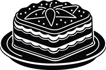 Cake Silhouette Vector Icon for Dessert Designs, Elegant Cake Silhouette Vector Icon for Celebrations, Stylish Cake Silhouette Icon for Event Decorations.