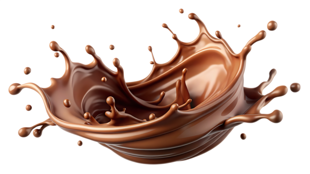 brown chocolate liquid paint milk splash isolated on white background PNG, GENERATIVE AI