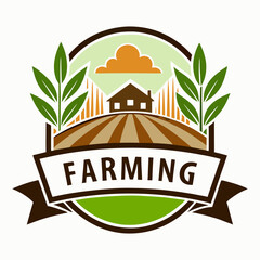 Vintage farm vector design with sign and abstract element