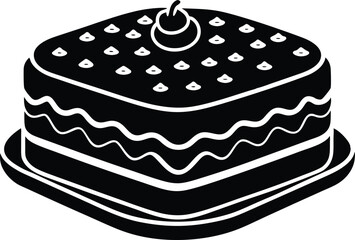 Cake Silhouette Vector Icon for Dessert Designs, Elegant Cake Silhouette Vector Icon for Celebrations, Stylish Cake Silhouette Icon for Event Decorations.