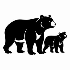 Fototapeta premium Black bear silhouette vector illustration of a wild mammal