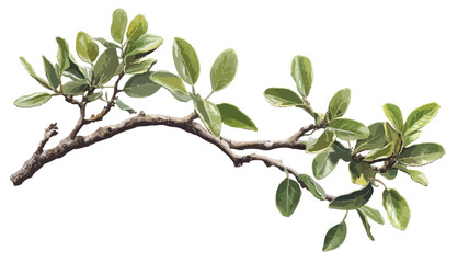 Green Leaves Branch Tree White Background Nature Environment Botanical Foliage