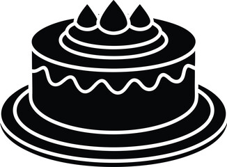 Cake Silhouette Vector Icon for Dessert Designs, Elegant Cake Silhouette Vector Icon for Celebrations, Stylish Cake Silhouette Icon for Event Decorations.