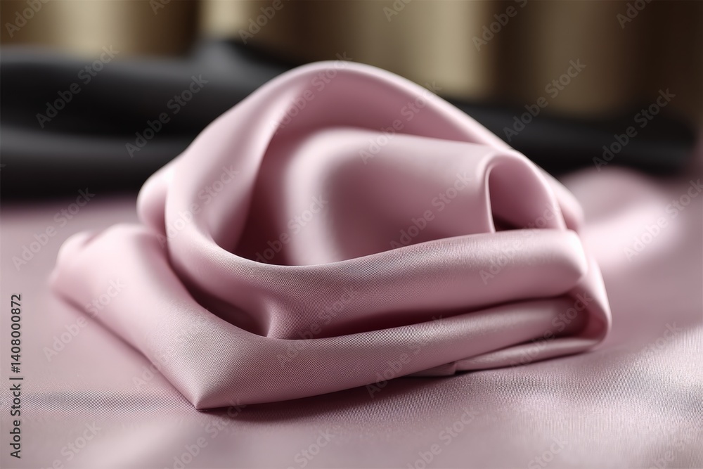 Aufkleber soft pink fabric draped elegantly on a smooth surface in a well-lit setting during daylight hours