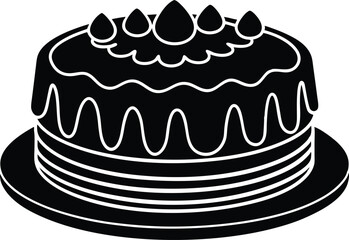 Cake Silhouette Vector Icon for Dessert Designs, Elegant Cake Silhouette Vector Icon for Celebrations, Stylish Cake Silhouette Icon for Event Decorations.