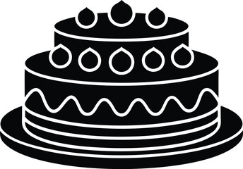 Cake Silhouette Vector Icon for Dessert Designs, Elegant Cake Silhouette Vector Icon for Celebrations, Stylish Cake Silhouette Icon for Event Decorations.