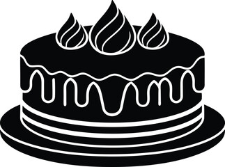 Cake Silhouette Vector Icon for Dessert Designs, Elegant Cake Silhouette Vector Icon for Celebrations, Stylish Cake Silhouette Icon for Event Decorations.