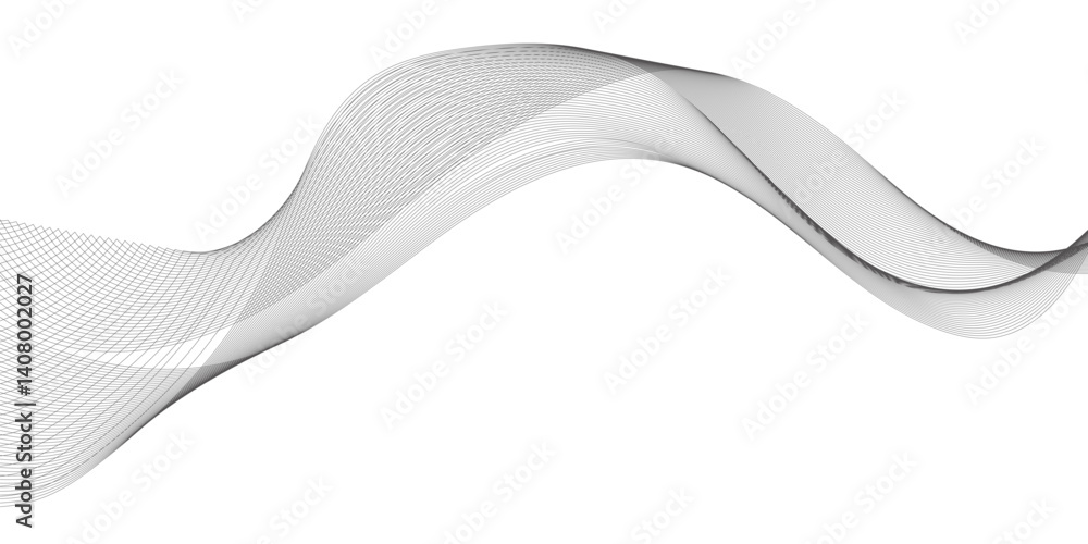 Poster abstract grey wavy lines on transparent background. digital frequency track equalizer. abstract freq