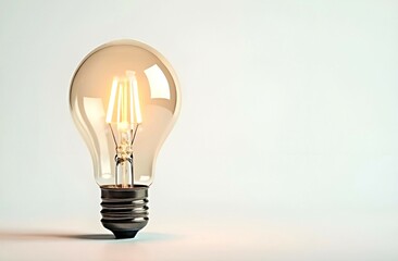 A close-up of a light bulb with a place for text. 