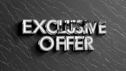 Silver Metallic Exclusive Offer Text "Exclusive offer" Loop - Powered by Adobe