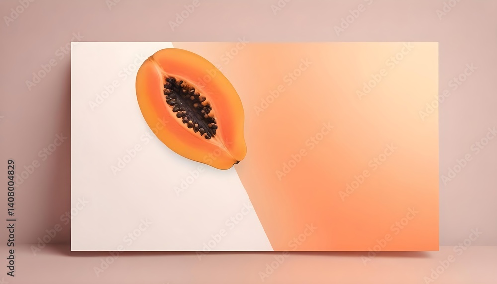 Poster papaya orange summer background with soft peach split — clean minimal template with text area for su