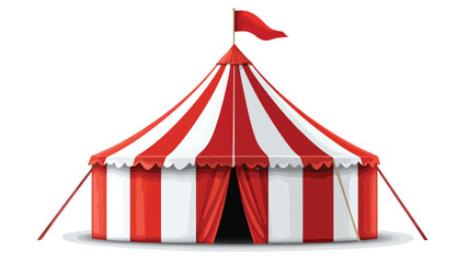 Vibrant Red and White Circus Tent with Flag - Eye-catching Image for Festive Events