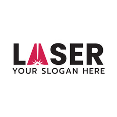 Laser Cutting Machine Logo Design Icon Vector Illustration, CNC Laser Machine Head logo, Laser Engraving Machine.