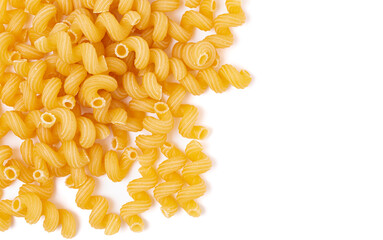 Cellentani Corkscrew Shaped Pasta Isolated on a White Background