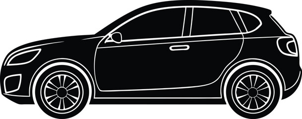 Car Wrap Silhouette Vector Icon – Vehicle Branding Graphic, Car Wrap Vector Icon, Minimal Car Wrap Silhouette – Vehicle Wrap Design Element, Car Vinyl Wrap Icon.