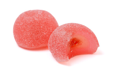 Sweet Strawberry Flavored Fruit Mochi Isolated on a White Background