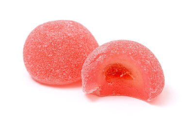 Sweet Strawberry Flavored Fruit Mochi Isolated on a White Background