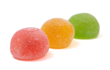 Three Flavoreds of  Sweet Fruit Mochi Isolated on a White Background