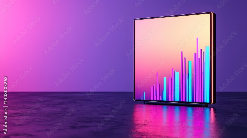 Poster Abstract digital display with colorful graph design