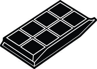 Chocolate Bar Silhouette Icon – Minimal Candy Vector, Simple Chocolate Bar Icon, Minimalist Candy Bar Icon – Chocolate Silhouette Clipart, Chocolate Block Silhouette – Dessert Icon Vector.