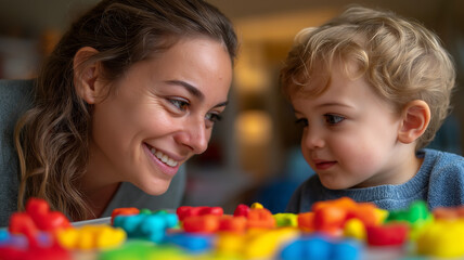 Naklejka premium Speech Therapist Working With Child