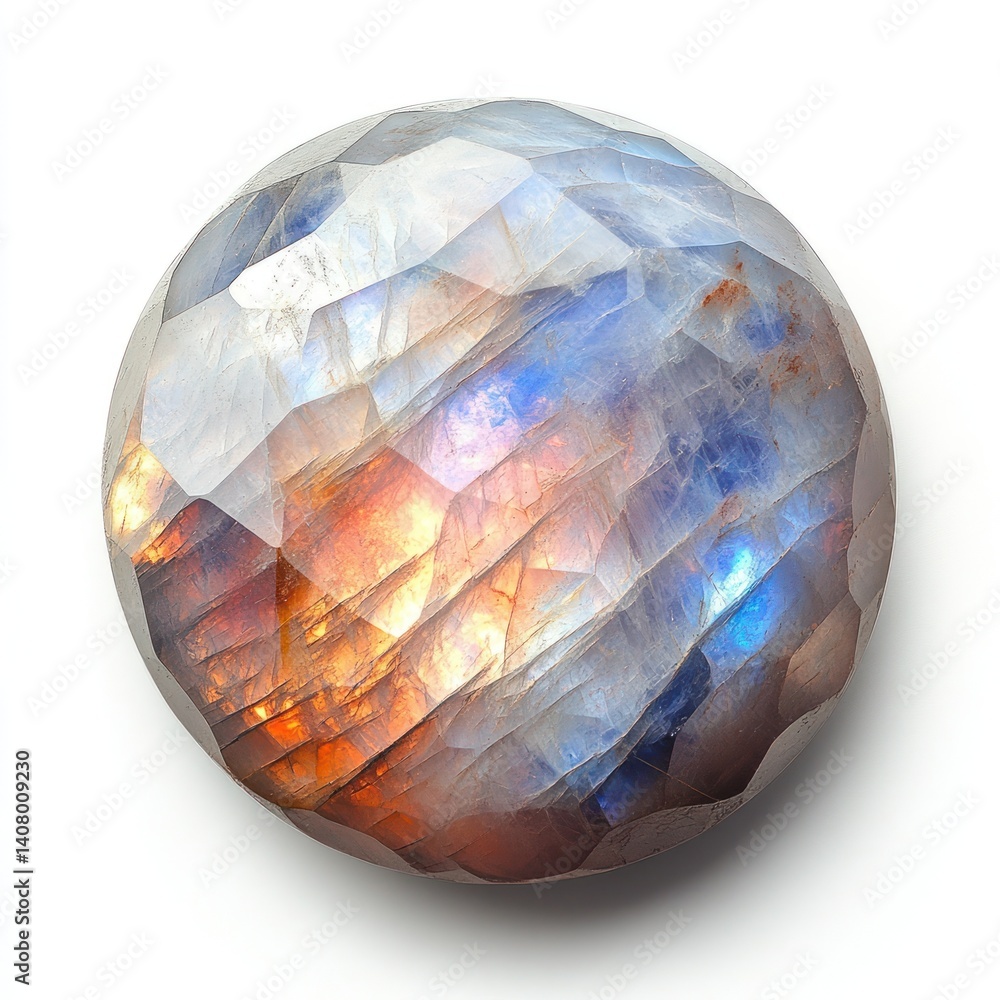 Poster iridescent gemstone with multi-colored reflections showcasing its unique texture and brilliant play 