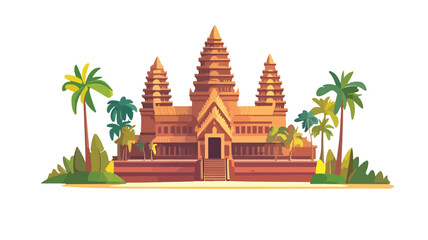 Angkor Wat Cartoon Vector Illustration Icon Vect