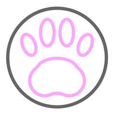 Dog Paw Print Vector Line Lt Pink Grey Icon Design