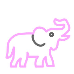 Elephant Silhouette Vector Line Lt Pink Grey Icon Design