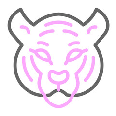 Tiger Face Vector Line Lt Pink Grey Icon Design