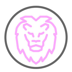 Lion Roaring Vector Line Lt Pink Grey Icon Design