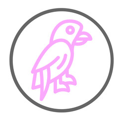 Parrot on a Perch Vector Line Lt Pink Grey Icon Design