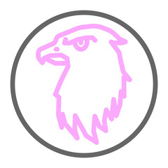 Bald Eagle Vector Line Lt Pink Grey Icon Design