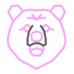 Bear Face Vector Line Lt Pink Grey Icon Design