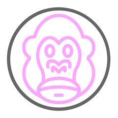 Gorilla Beating Chest Vector Line Lt Pink Grey Icon Design