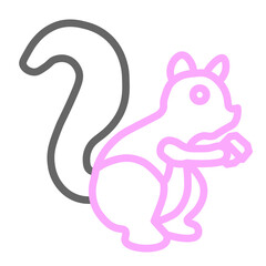 Squirrel with Nut Vector Line Lt Pink Grey Icon Design