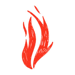 Y2K fire tattoo design with bold black flames. Hand-drawn doodle flames. Flat vector illustration isolated on white background.