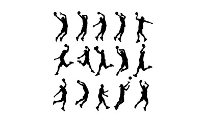 people play basketball vector silhouettes collection of man women children and disabled athletes