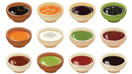 Japanese Flavorful Sauces Collection in Bowls for Asian Cuisine Lovers