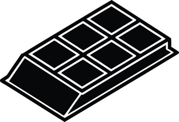 Chocolate Bar Silhouette Icon – Minimal Candy Vector, Simple Chocolate Bar Icon, Minimalist Candy Bar Icon – Chocolate Silhouette Clipart, Chocolate Block Silhouette – Dessert Icon Vector.