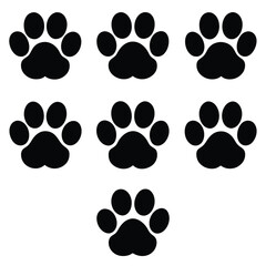 Fototapeta premium Set of 9 Dog Paw Print Silhouette Icons Vector
