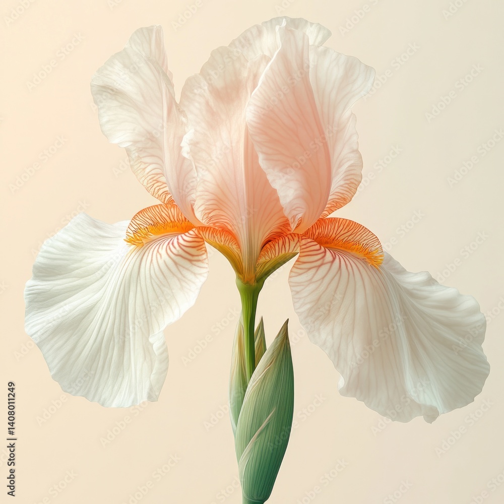 Poster delicate close-up of elegant flower petals with soft colors and intricate details on a pure backgrou