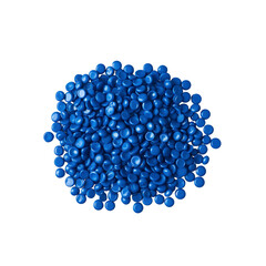 Pile of Blue Plastic Resin Pellets for Manufacturing