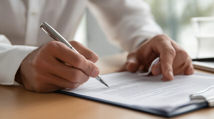 Close-up of Hands Signing Import Export Documentation