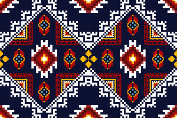 Geometric ethnic floral pattern Thai silk embroidery design for decorative home carpet curtain pillow blue geometric pattern 