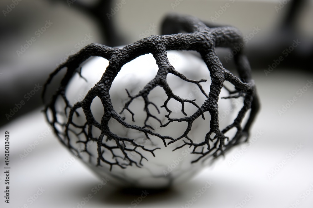 Poster artistic nature fusion intricate branches embracing a delicate egg studio setting abstract photograp