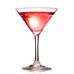 Elegant Red Cocktail in a Classic Martini Glass with a Glossy Finish on a White Background