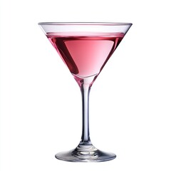 Elegant Pink Cocktail in a Classic Martini Glass with Reflections and Light Highlights