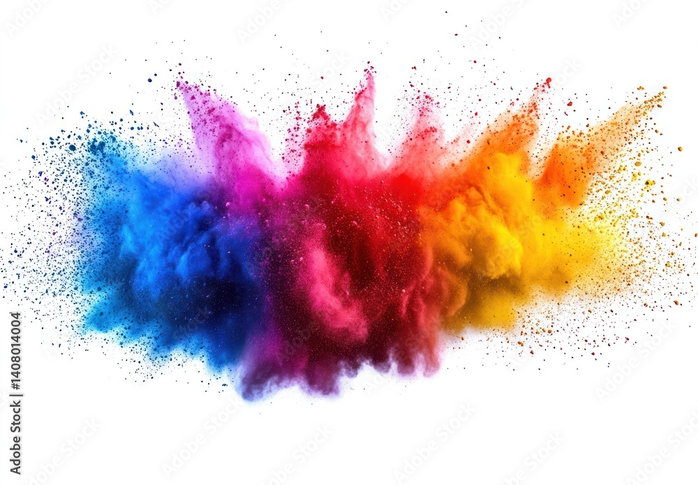 Poster vibrant explosion of colorful powder creating a dynamic abstract background with energetic movement